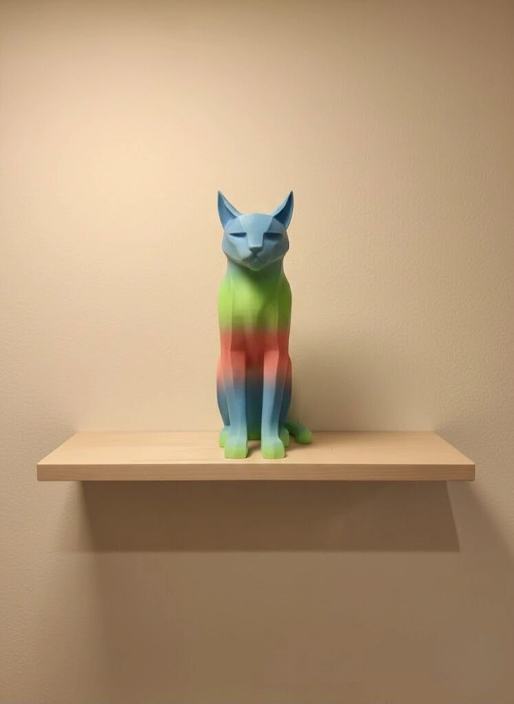 Pastel Rainbow Kedi Figürü Masa ve Raf Üstü Ev Dekorasyonu