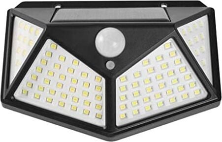 Fenteer Solar Lamba 100 LED Pır Hareket Sensörlü Dış Duvar Lambası IP65 Bahçe Teras - 1 Adet