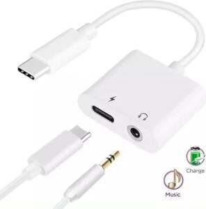 Type-C To 3.5 mm Jack Kulaklık ve Şarj Dönüştürücü Aynı Anda Kulaklıktan Müzik Dinleyin ve De Şarj Edin Çift Çıkışlı Adaptör Yüksek Hızlı Şarj ve Ses Aktarımı