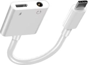 Type-C To 3.5 mm Jack Kulaklık ve Şarj Dönüştürücü Aynı Anda Kulaklıktan Müzik Dinleyin ve De Şarj Edin Çift Çıkışlı Adaptör Yüksek Hızlı Şarj ve Ses Aktarımı