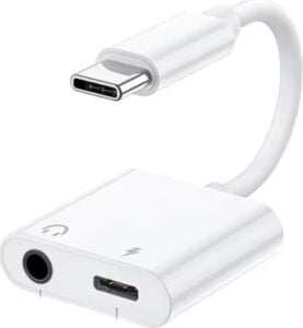 Type-C To 3.5 mm Jack Kulaklık ve Şarj Dönüştürücü Aynı Anda Kulaklıktan Müzik Dinleyin ve De Şarj Edin Çift Çıkışlı Adaptör Yüksek Hızlı Şarj ve Ses Aktarımı