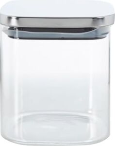 450 ml Metal Kapaklı Borosilikat Cam Kavanoz, Silikon Contalı Kuru Gıda Saklama Kabı, Kahve Çay Baharat Kuruyemiş Için Şeffaf Cam Erzak Kabı, 10 x 10 x 10 Cm, 1 Adet