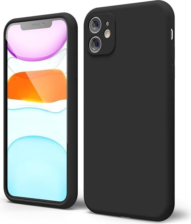 Apple iPhone 11 Kılıf 6.1 ile Uyumlu,  Ince Sıvı Silikon 3 Katmanlı, Kamera Koruyuculu, Tam Kaplamalı Yumuşak Jel Kauçuk Kılıf Kapak 6.1 Inç, Siyah