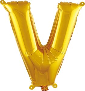 V Harfi 16 Inç Gold Renk Folyo Balon 36 cm (Altın)