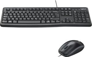 MK120 USB Kablolu Klavye Mouse Seti, Tam Boyutlu, Sağ ve Sol Elle Kullanıma Uygun Mouse, Sıvı Dökülmesine Dayanıklı, Türkçe Q Klavye, Siyah