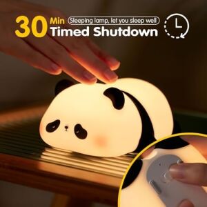 Vtıger Panda Gece Lambası, LED Yumuşacık Sevimli Lamba, Çocuklar Için Gece Lambası, Silikon Panda Işığı, Kısılabilir Kız Bebek Yatak Odası Gece Lambası, Emzirme Kreş Dekoru Için Şarj Edilebilir
