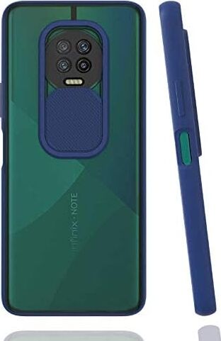 Note 7 ile Uyumlu Kılıf Slayt Sürgülü Arkası Buzlu Lensi Kapak - Lacivert