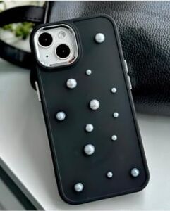 Iphone 14 Plus - 15 Plus Uyumlu Pearl Tasarımlı Oyuncaklı Silikon Kılıf - Siyahpearl