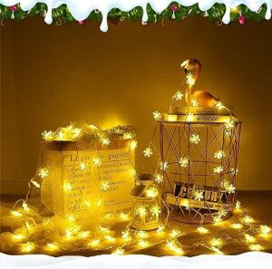 5 Metre LED Işıklı 28'li Kar Tanesi Işık Zinciri Dekoratif Pilli Aydınlatma Ev Dekorasyonu Süsleme Salon Oda Merdiven Balkon Süslemeleri Için Yılbaşı Eğlence Doğum Günlerine Özel Aydınlatma