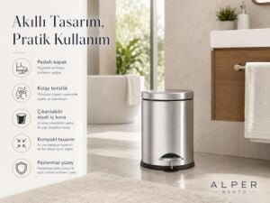 Krom 5 Lt Micro Pedallı Çöp Kovası