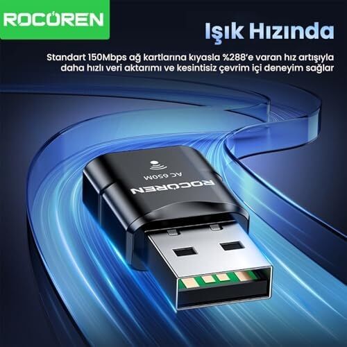 650 Mbps 2.4 & 5ghz Dual Band USB Wifi Adaptör