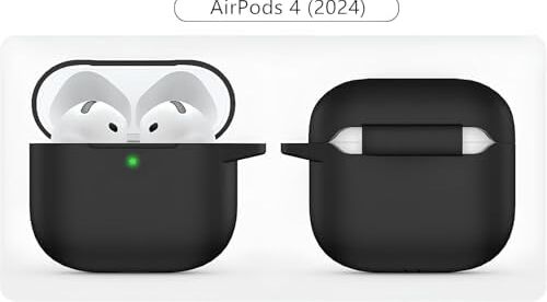 Airpods 4.nesil 2024 Darbelere Dayanıklı Parmak Izi Karşıtı Magsafe Şarj ile Uyumlu Silikon Kılıf (Siyah, Airpods 4.nesil 2024 Silikon)