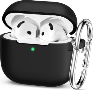Airpods 4.nesil 2024 Darbelere Dayanıklı Parmak Izi Karşıtı Magsafe Şarj ile Uyumlu Silikon Kılıf (Siyah, Airpods 4.nesil 2024 Silikon)