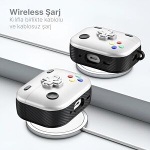 Airpods 3 ile Uyumlu Gaming Serisi Hybrid Tasarım Kılıf - Iç Kısmı Tpu - Dış Kısmı Polikarbonat - Kenarları Fiber Karbon Kaplama Premium Tasarım ve Mükemmel Koruma (Beyaz, Airpods 3 2021)