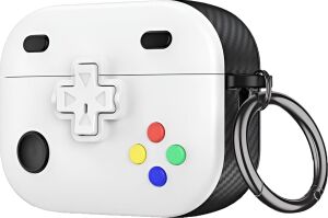 Airpods 3 ile Uyumlu Gaming Serisi Hybrid Tasarım Kılıf - Iç Kısmı Tpu - Dış Kısmı Polikarbonat - Kenarları Fiber Karbon Kaplama Premium Tasarım ve Mükemmel Koruma (Beyaz, Airpods 3 2021)
