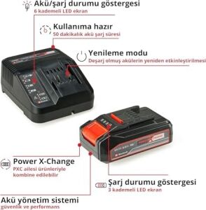 Orijinal  18 V 2.5 Ah Pxc Başlangıç Kiti (Akü ve Şarj Cihazı, 18 V, Maks. Güç 720 W, Tüm Pxc Cihazları Için, Akü Yönetim Sistemi, 3'lü LED Gösterge) - 4512097