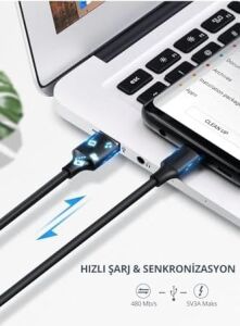 USB Type-C Şarj ve Data Kablosu, 0.5 Metre