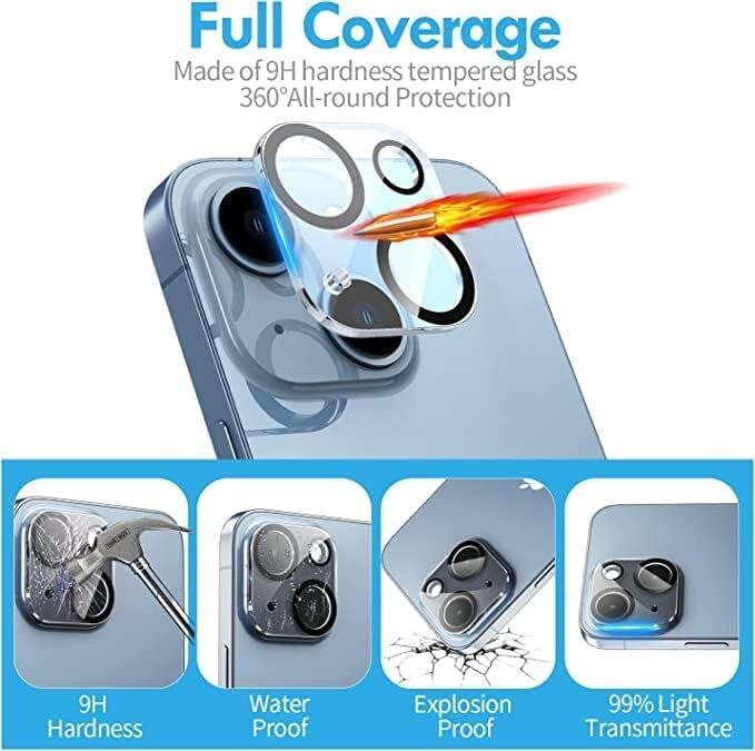 iPhone 14 ve 14 Plus Uyumlu Kamera Lens Koruyucu Temperli Cam Kamera Koruyucu 9h Sertlik Hd Şeffaf Kamera Lens Kapağı Cam Film