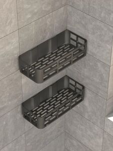 3 Lü Banyo Düzenleyici Organizer Şampuanlık Havlupan Askısı Havluluk Siyah Banyo Duş Mutfak Rafı