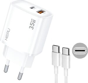 HP-C30 35 Watt Gan Şarj Adaptörü 2-Port Charger Hızlı Şarj Adaptörü 100 cm Kablo Dual-Port Charger Qc 3.0