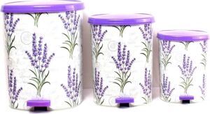 Metal 25 L Beyaz Mutfak Tipi Pedallı Çöp Kovası 3 Adet Set - 25 L Hacim - Ev & Mobilya