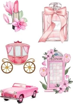 Karışık Pembe Vintage 180 Adet Sticker Seti (10 Sayfa) Tek Ebat