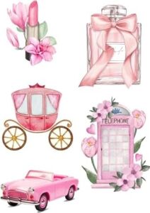 Karışık Pembe Vintage 180 Adet Sticker Seti (10 Sayfa) Tek Ebat