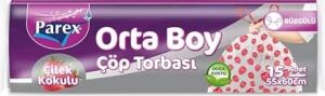 Büzgülü Çöp Torbası Çilek Kokulu Orta Boy