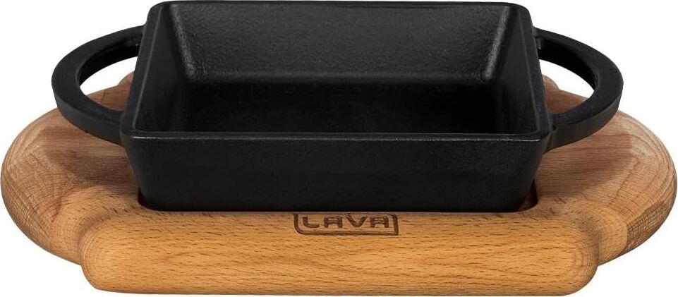 Lava, Pişirme Kabı, Lv Eco P Tv 1212 K4, Kare Teller ve Ahşap Altlık, Ölçüler 12 x 12 Cm, Dökme Demir, Siyah