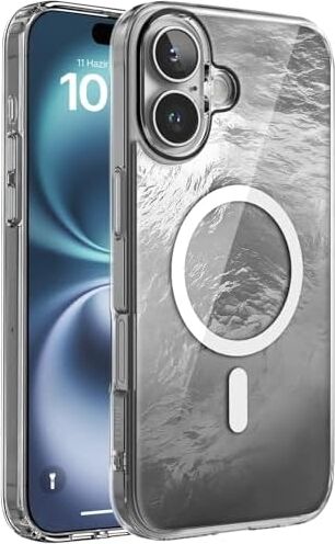 iPhone 16 Için Shinemag Serisi Magsafe ile Uyumlu Göz Alıcı ve Şık Metalize Arka Tasarım Yüksek Kalite Materyal Premium Hybrid Kılıf Kapak (Silver, 16)