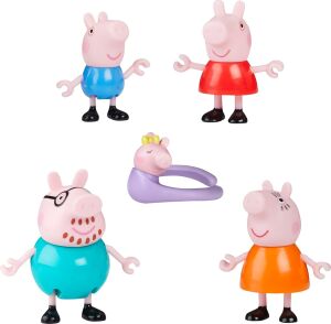 Peppa'nın 5 Kişilik Ailesi ve Bebek Evie | El Ele Tutuşabilen Hareketli Figürler | 3 Yaş ve Üzeri Kız ve Erkek Çocuklar Için Okul Öncesi Oyuncak