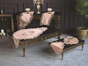 Çeyiz Diyarı Fransız Güpürlü Yasemin Kadife Salon Takımı 5 Parça Pudra 161757