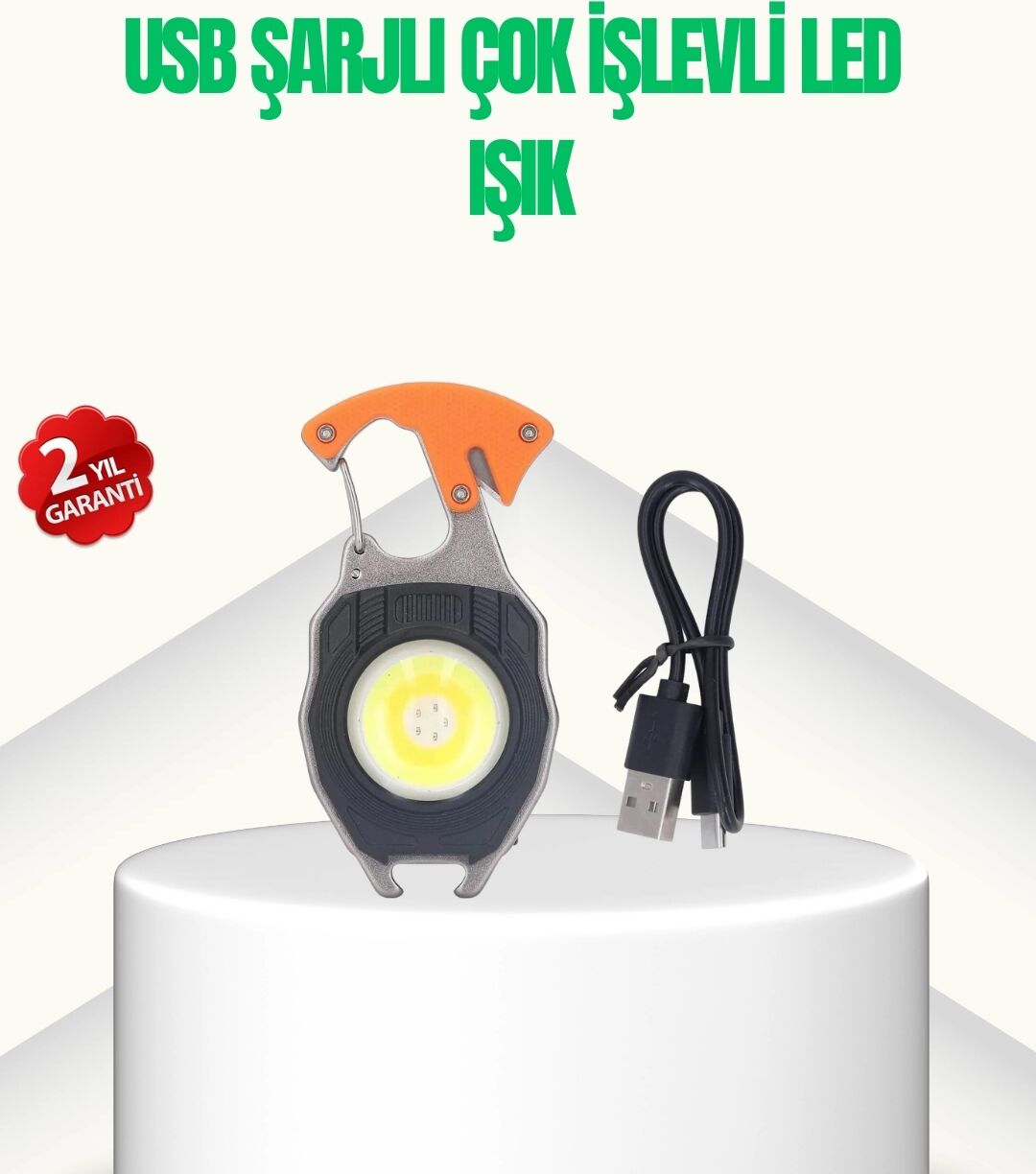 Çok Işlevli USB Şarjlı Anahtarlık Fener