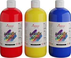 Kırmızı, Mavi, Sarı Akrilik Boya 3'lü Set 3X500 gr