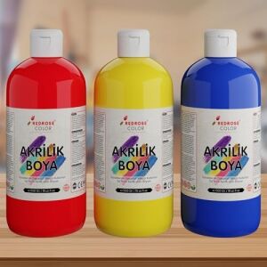 Kırmızı, Mavi, Sarı Akrilik Boya 3'lü Set 3X500 gr