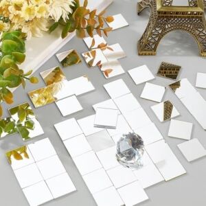 4 Adet Kendinden Yapışkanlı Pleksi Ayna Levha, Kırılmaz Akrilik Duvar Aynası, Dekoratif ve Modern Yapıştırmalı Panel, Hafif Parlak Pleksi Duvar Dekoru, Ev ve Ofis (4, Silver, 20X20)