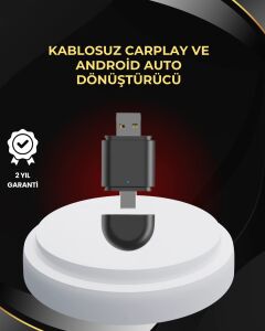 Kablosuz Carplay ve Android Auto Dönüştürücü – Usb-A & Type-C Girişli Akıllı Adaptör