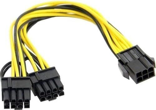 PX-4302 6 Pin To 2x8 Pin Psu Ekran Kartı Güç Çevirici Kablo, Pcı-E 6 Pin Dişi To 2 Adet 6+2 Pin Erkek Gpu Power Splitter, 18AWG Bakır Mining Ekran Kartı Güç Kablosu, 20 cm