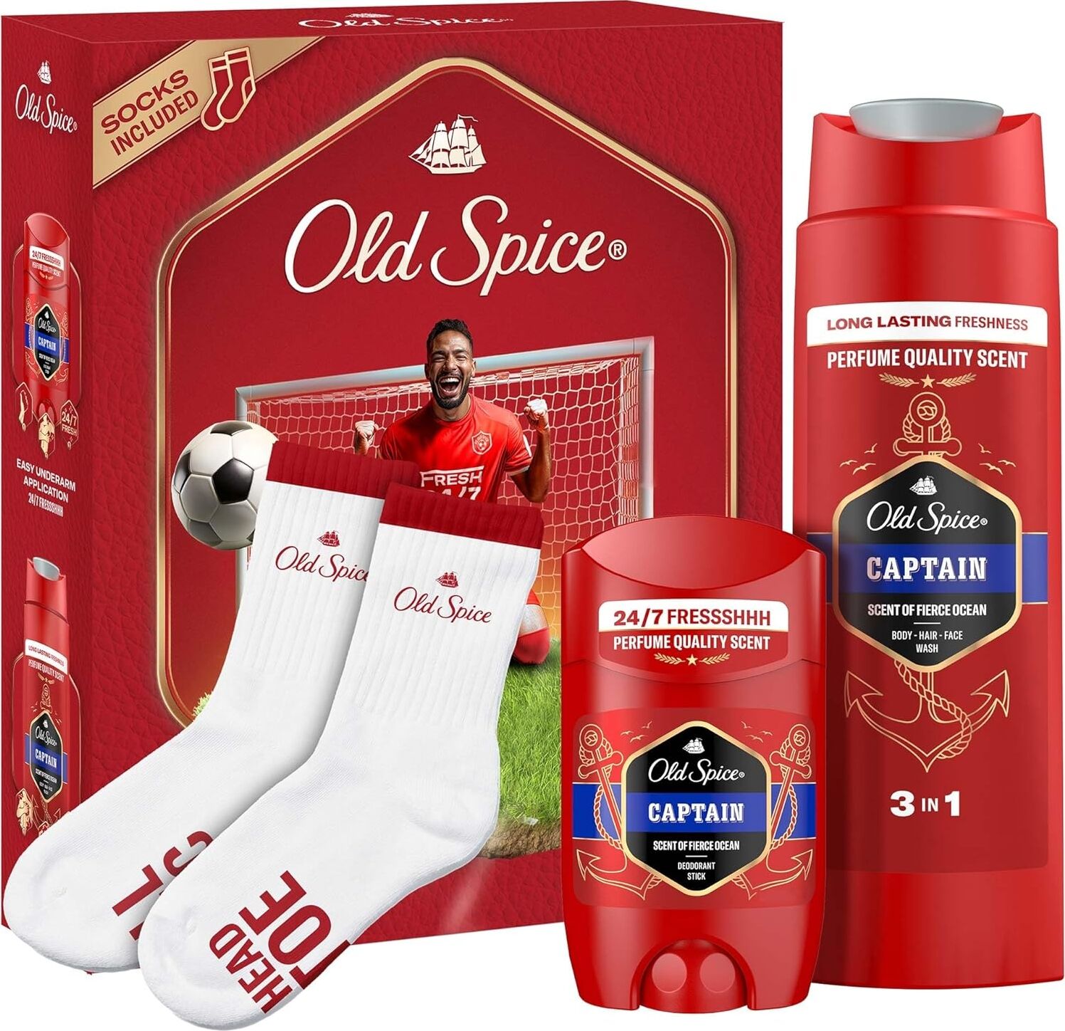 Footballer Hediye Seti: Deodorant Stick 50 Ml, Duşjeli 250 ml ve Çorap