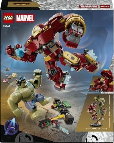 Efsanevi Savaş: Hulkbuster, Hulk’a Karşı 76343-9 Yaş ve Üzeri Çocuklar Için Iron Man ve Hulk Minifigürü ile Savaş Aksesuarlar Içeren Yaratıcı Oyuncak Yapım Seti, Hediye Fikri (413 Parça)