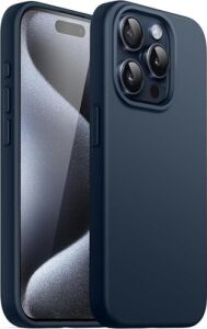 & Aksesuar iPhone 15 Pro Max ile Uyumlu Içi Kadife Dışı Mat Yapıya Sahip Koruma Sağlayan Lansman Silikon Kılıf (Lacivert)