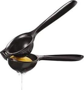 Pratik Kollu Limon Sıkacağı - Çekirdek Tutuculu Manuel Narenciye Sıkma Presi, Ergonomik El Tipi Limon ve Mandalina Sıkacağı (Siyah)