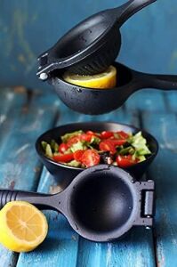 Pratik Kollu Limon Sıkacağı - Çekirdek Tutuculu Manuel Narenciye Sıkma Presi, Ergonomik El Tipi Limon ve Mandalina Sıkacağı (Siyah)