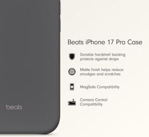 Beats iPhone 17 Pro Kılıfı, Magsafe ve Kamera Denetimi Özellikli, Mat Dış Yüzey, Mikrofiber Iç Kaplama – Granit Grisi