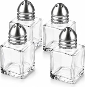 Mini Cam Tuzluk Biberlik Seti Kare Baharatlık Paslanmaz Çelik Kapaklı Şeffaf Cam Sofra Tuzluk Baharat Kabı Modern Dekoratif Tuzluk Biberlik Takımı (4)