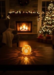 Christmas Serisi Kartopu Mumluk - Dekoratif Aydınlatma - Ev Dekorasyon - Dekoratif Beyaz Mumluk (Beyaz)