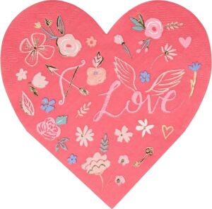 Valentine’s Desenli Kalp Peçeteler, 16'lı