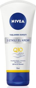 Q10 Yaşlanma Karşıtı 3 Etkili El Kremi, 75 Ml, Yoğun Nemlendirici