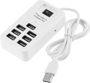 7 Port USB 2.0 Anahtarlı ve 1 Metre Kablolu Hub Çoklayıcı, USB 2.0 (High-Speed), 480 Mbps'e Kadar