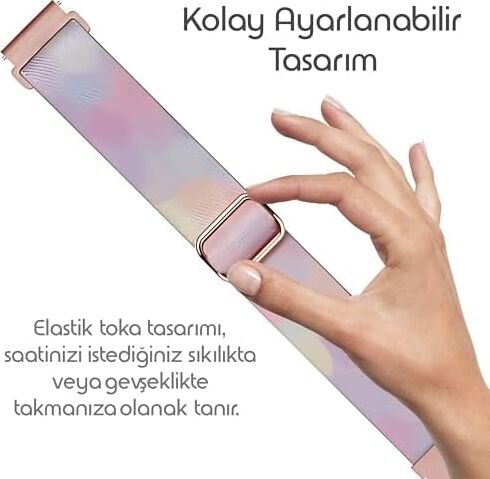Bahar Serisi 18MM Esnek Kumaş Kordon  ile Uyumlu Gt5 41MM/GT5 Pro 42MM/GT4 41MM Için Terleme Karşıtı Nefes Alabilen Bileğe Göre Ayarlanabilen Elastik Kayış
